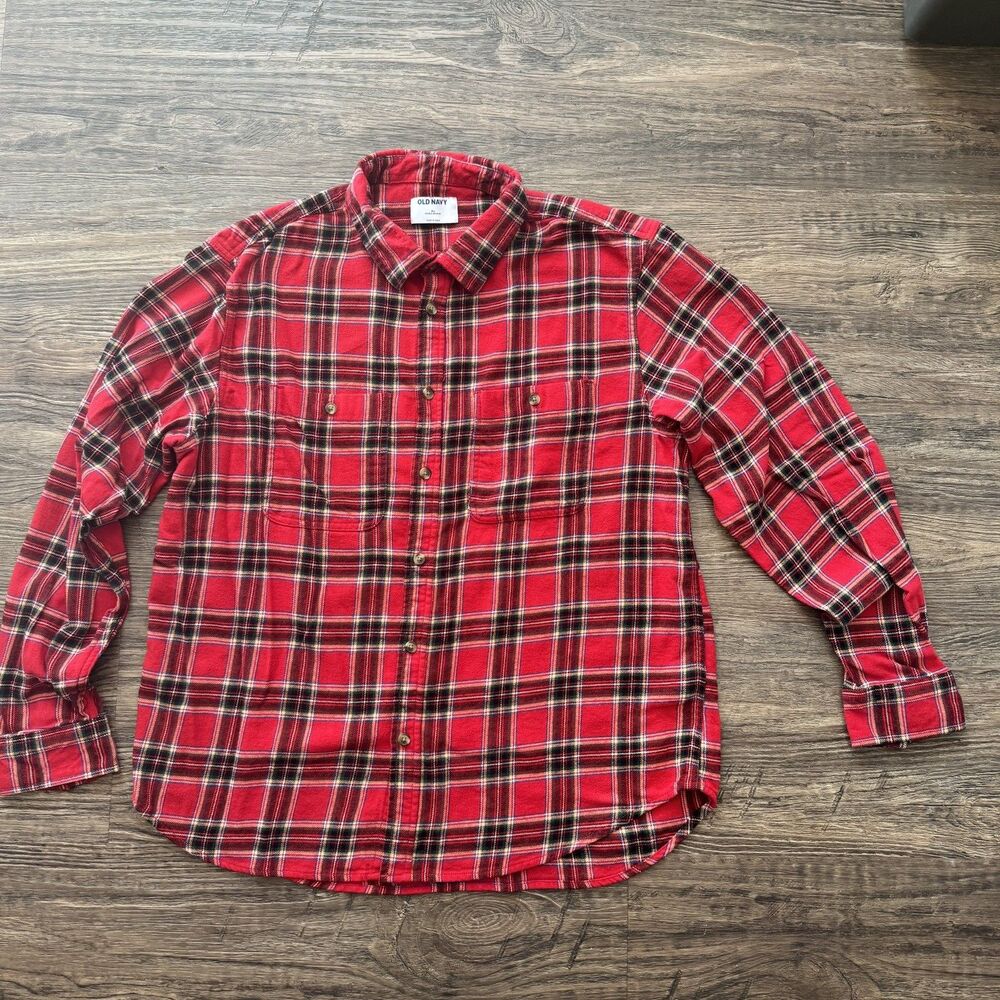 Old Navy Flannel Plaid LS Shirt Mens XL Multicolor Classic Regular Fit Button Up - Picture 1 of 9